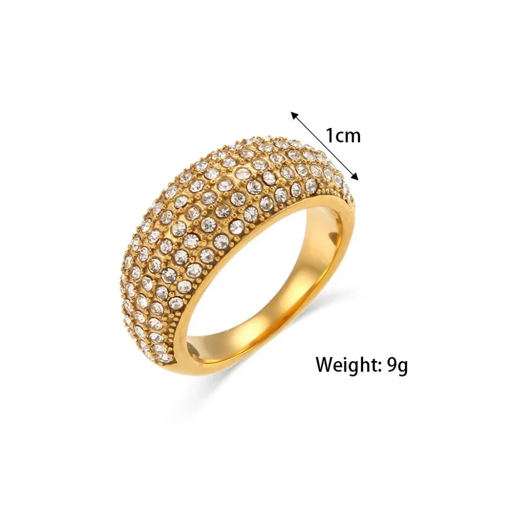 Luxury Micro Pave‎ Zircon Designer 18K Gold Plated Ring Stainless Steel